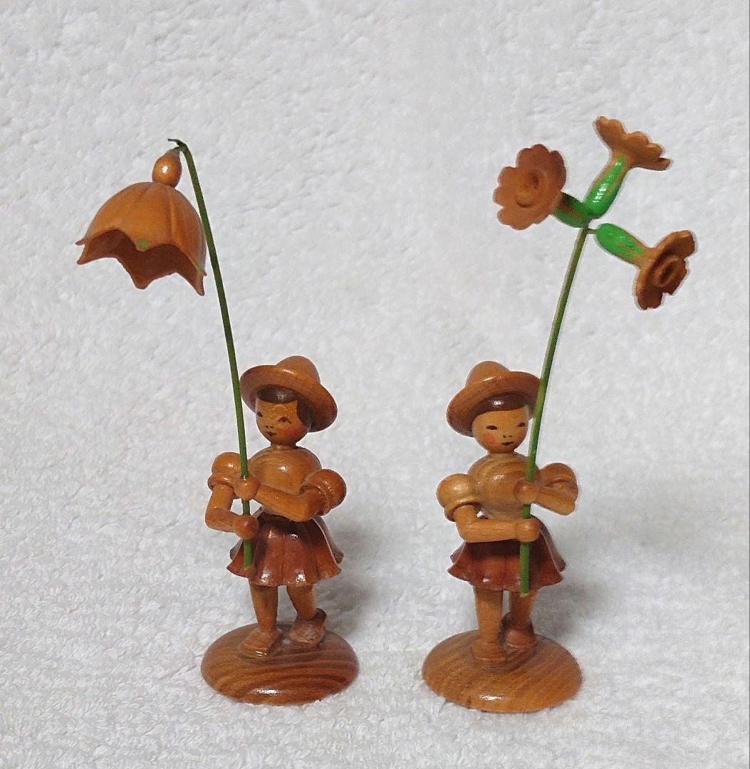 ドイツ製手作り木製人形 ヴィンテージフラワーチルドレン6体セット