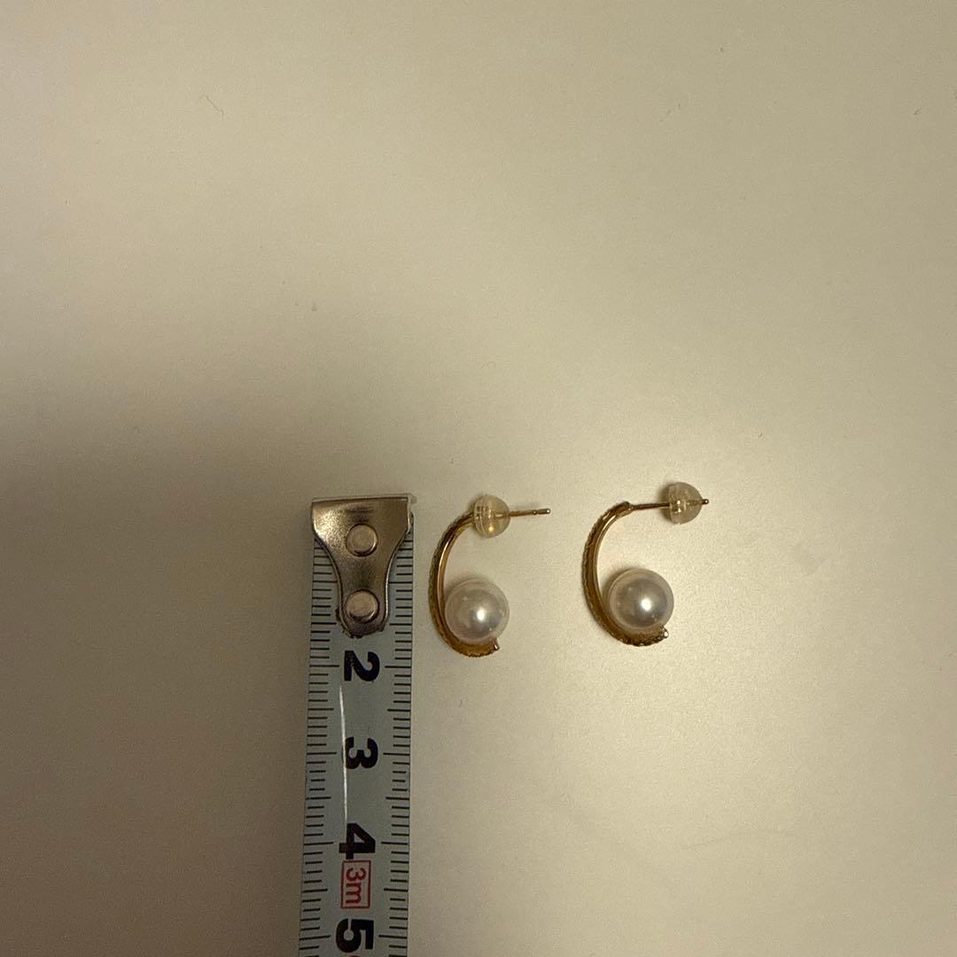 カジャビジュー　イエローゴールドダイヤパールピアス