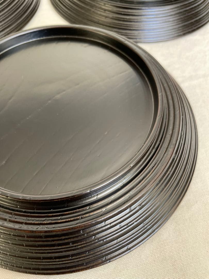 茶道具 漆器 菓子皿 山中塗 ⭐︎塗師 前端雅峯 梅鉢絵銘々盆 銘皿 5枚 共箱布