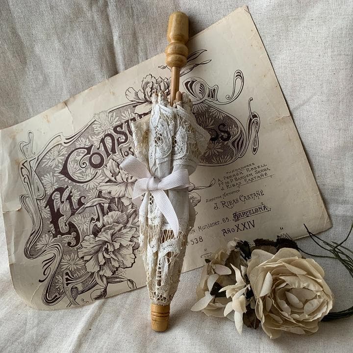 フランスアンティーク　ドール用　日傘　バテンレース　人形用　Doll パラソル