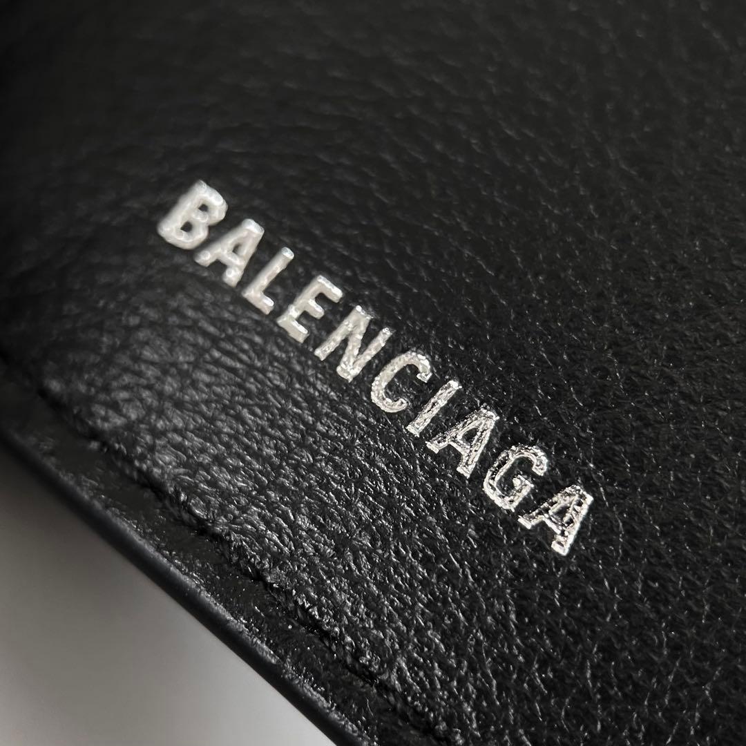 展示品 バレンシアガ ペーパー ミニウォレット レザー ブラック 三つ折り財布
