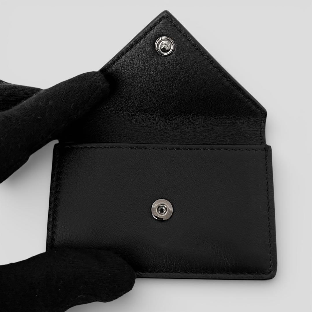 展示品 バレンシアガ ペーパー ミニウォレット レザー ブラック 三つ折り財布