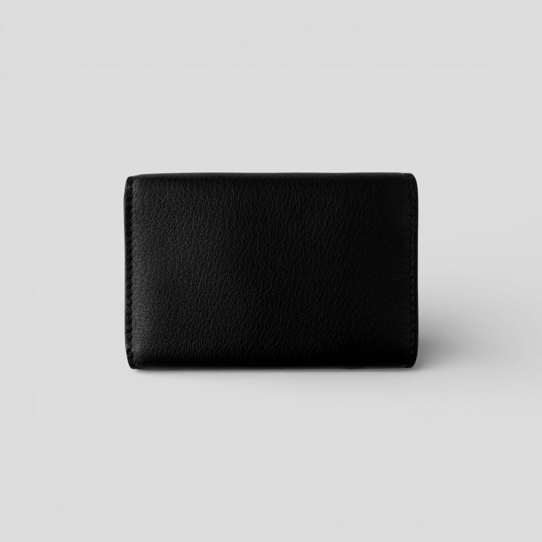 展示品 バレンシアガ ペーパー ミニウォレット レザー ブラック 三つ折り財布