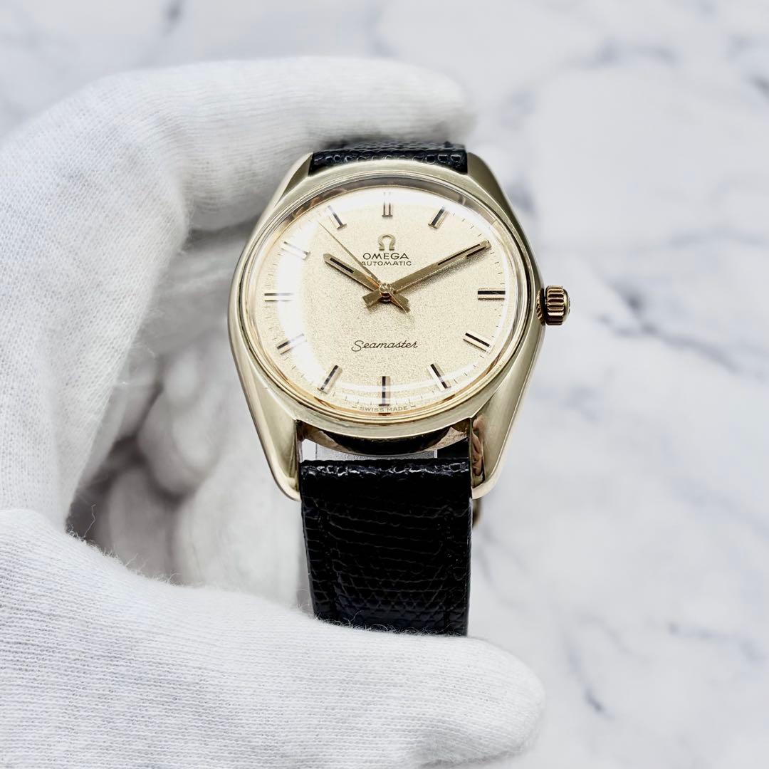 【極美／OH済】オメガ シーマスター 自動巻き サンドブラスト文字盤 新品ベルト