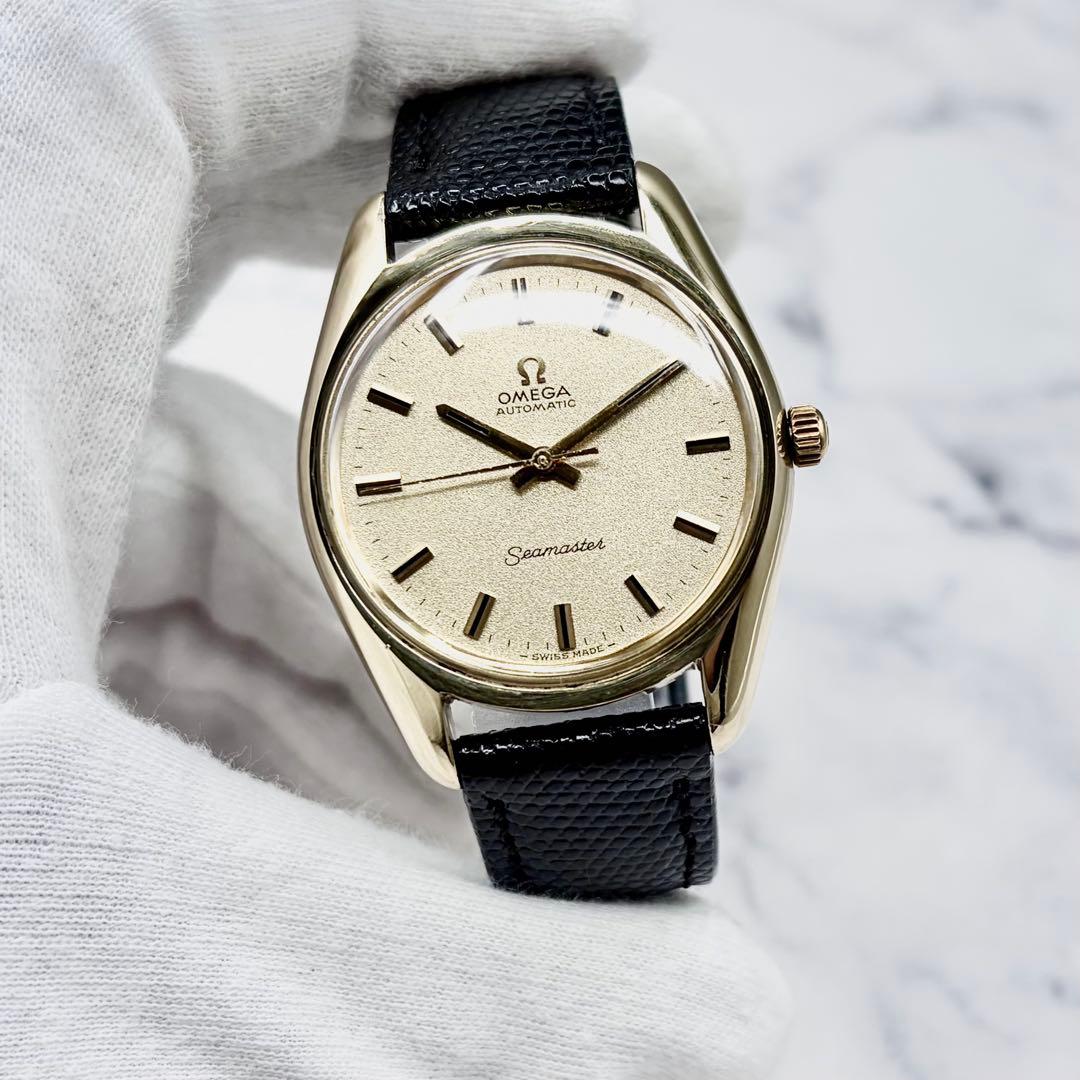 【極美／OH済】オメガ シーマスター 自動巻き サンドブラスト文字盤 新品ベルト