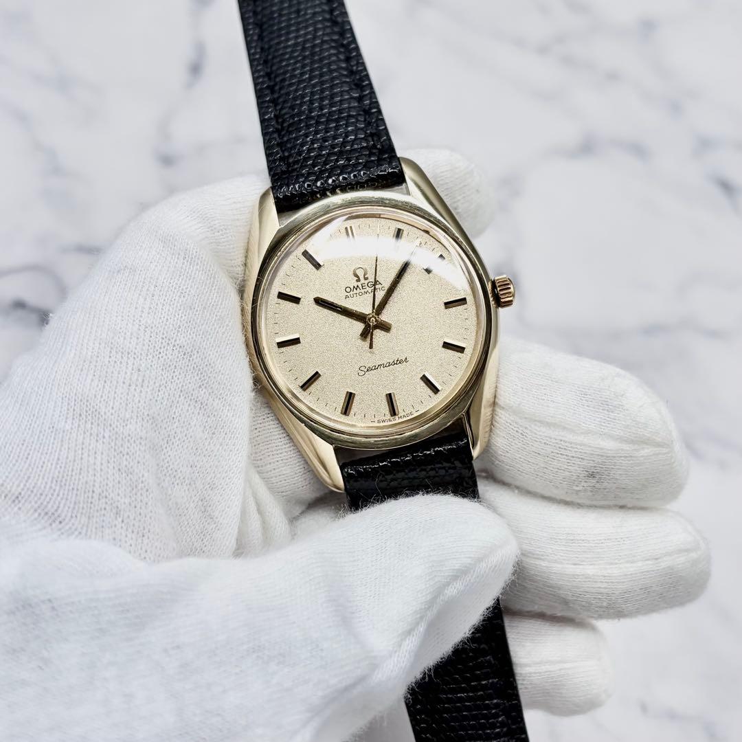 【極美／OH済】オメガ シーマスター 自動巻き サンドブラスト文字盤 新品ベルト