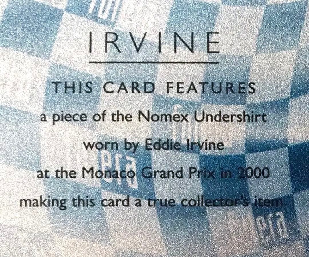 2005 Futera GP エディ・アーバイン F1 実使用メモラビリアカード