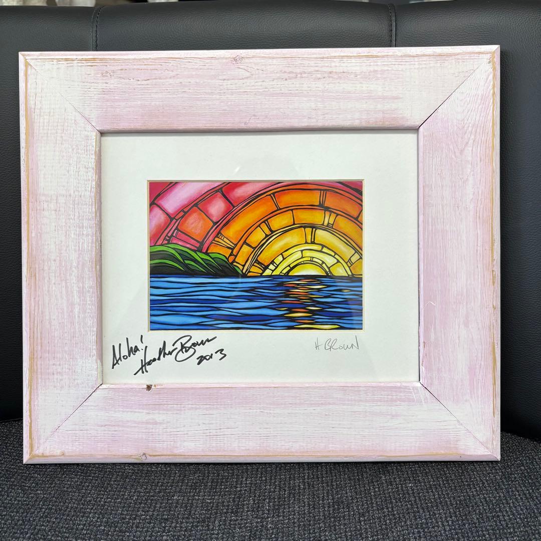 ヘザーブラウン サイン入り 純正額付 レインボーピンクHeather Brown