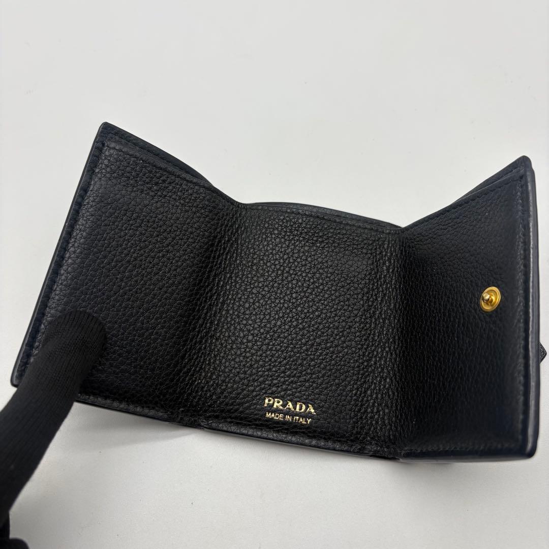 【a.m 様】PRADA プラダ 三つ折り財布 コンパクトウォレット ブラック