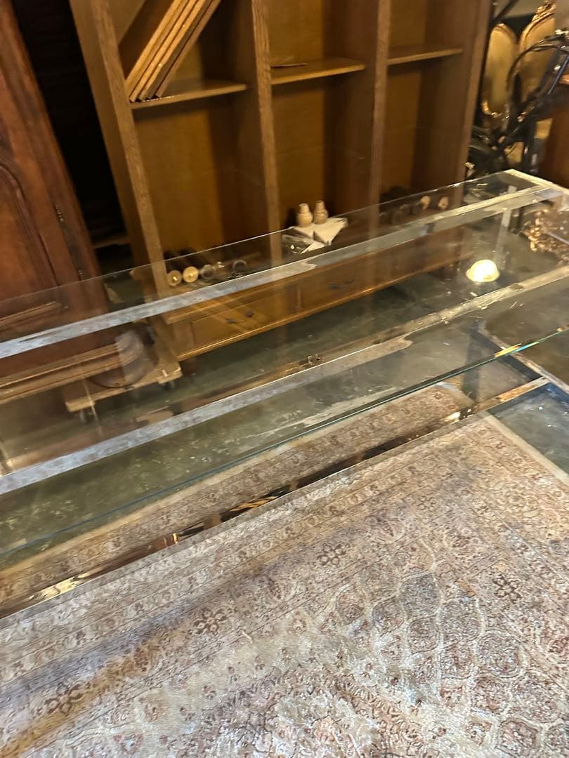 【東京都内23区配送無料】240cm ガラステーブル　事務　デザイナーズ　机