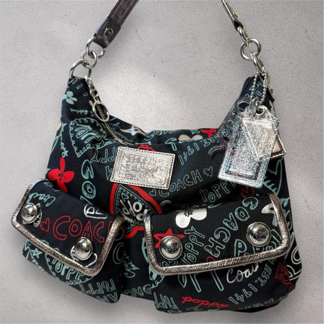 未使用級美品✨COACH POPPYマルチカラー ワンショルダーバッグ y2k