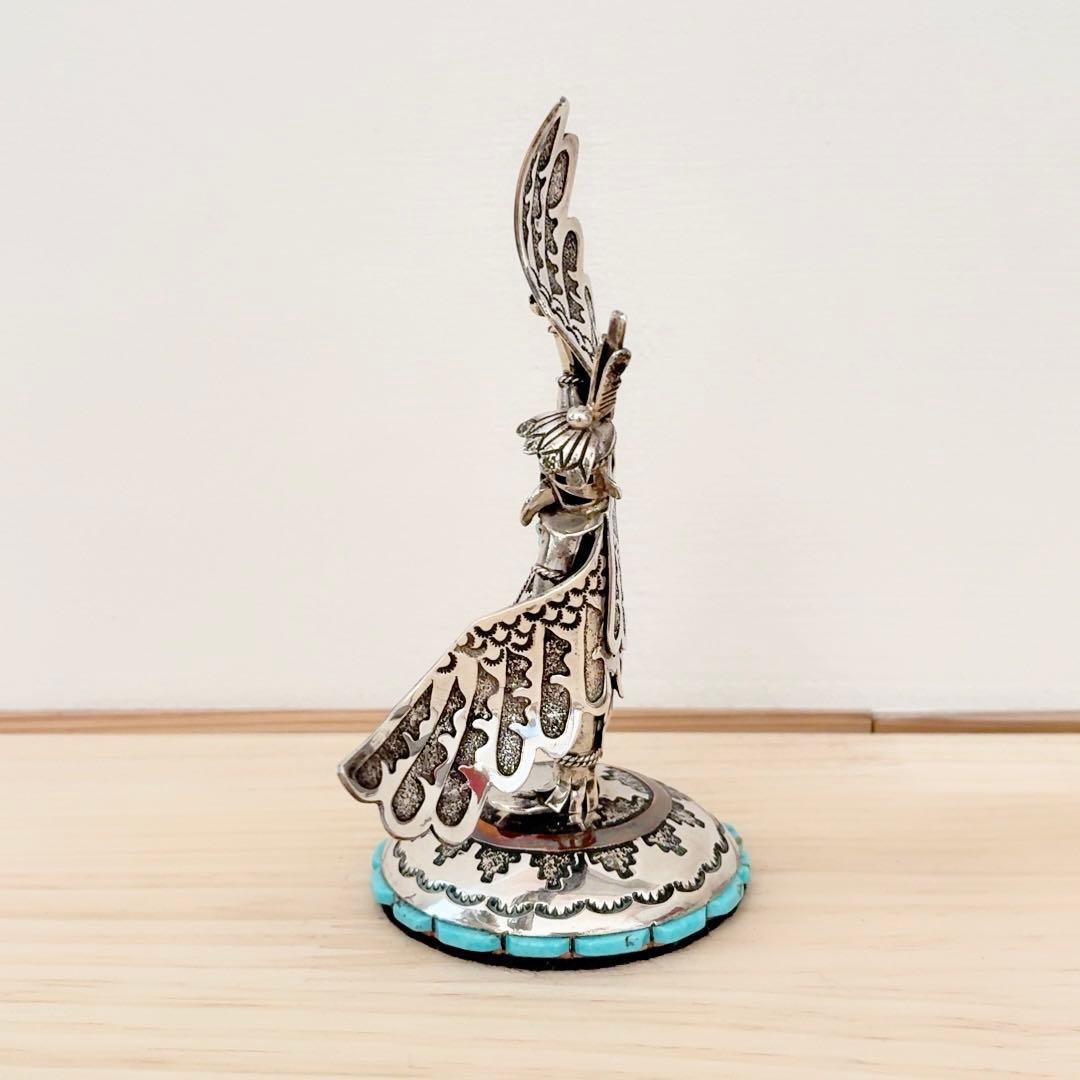 ナバホ族 スターリングシルバー カチナ イーグルダンサー シルバーターコイズ彫刻