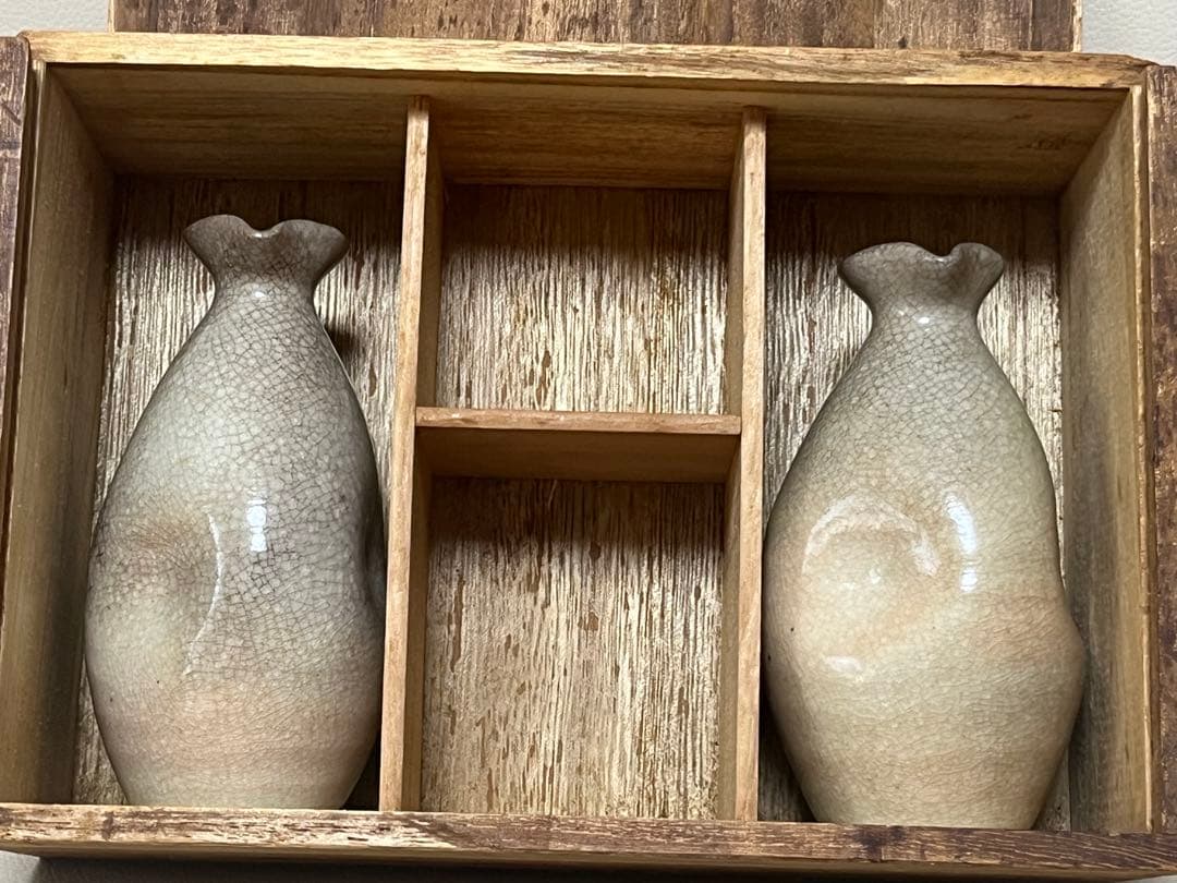 骨董品　酒器　7点　徳利　おちょこ　木製茶箱 草泉　昭和レトロ　萩焼
