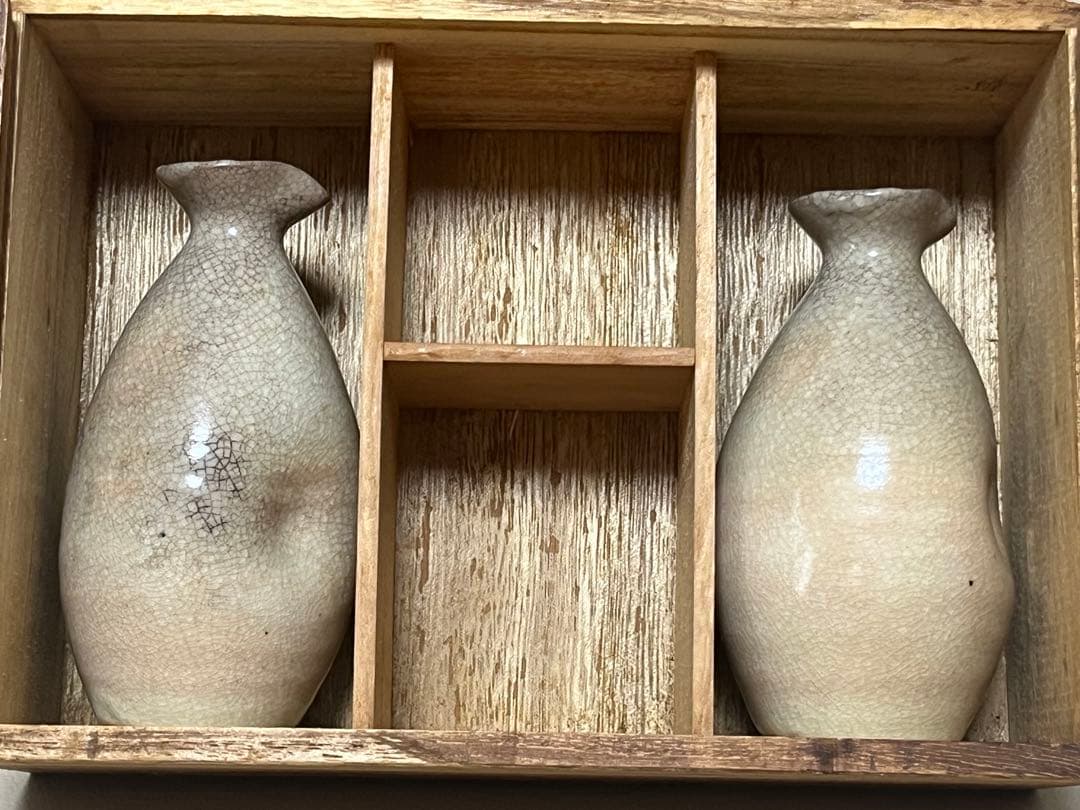 骨董品　酒器　7点　徳利　おちょこ　木製茶箱 草泉　昭和レトロ　萩焼