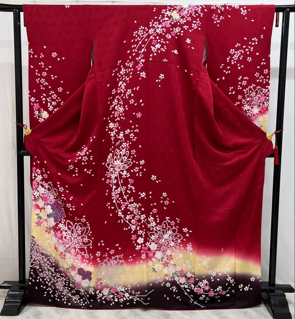 振り袖　フルセット　金彩加工　刺繍入り　長襦袢付　成人式　赤　641