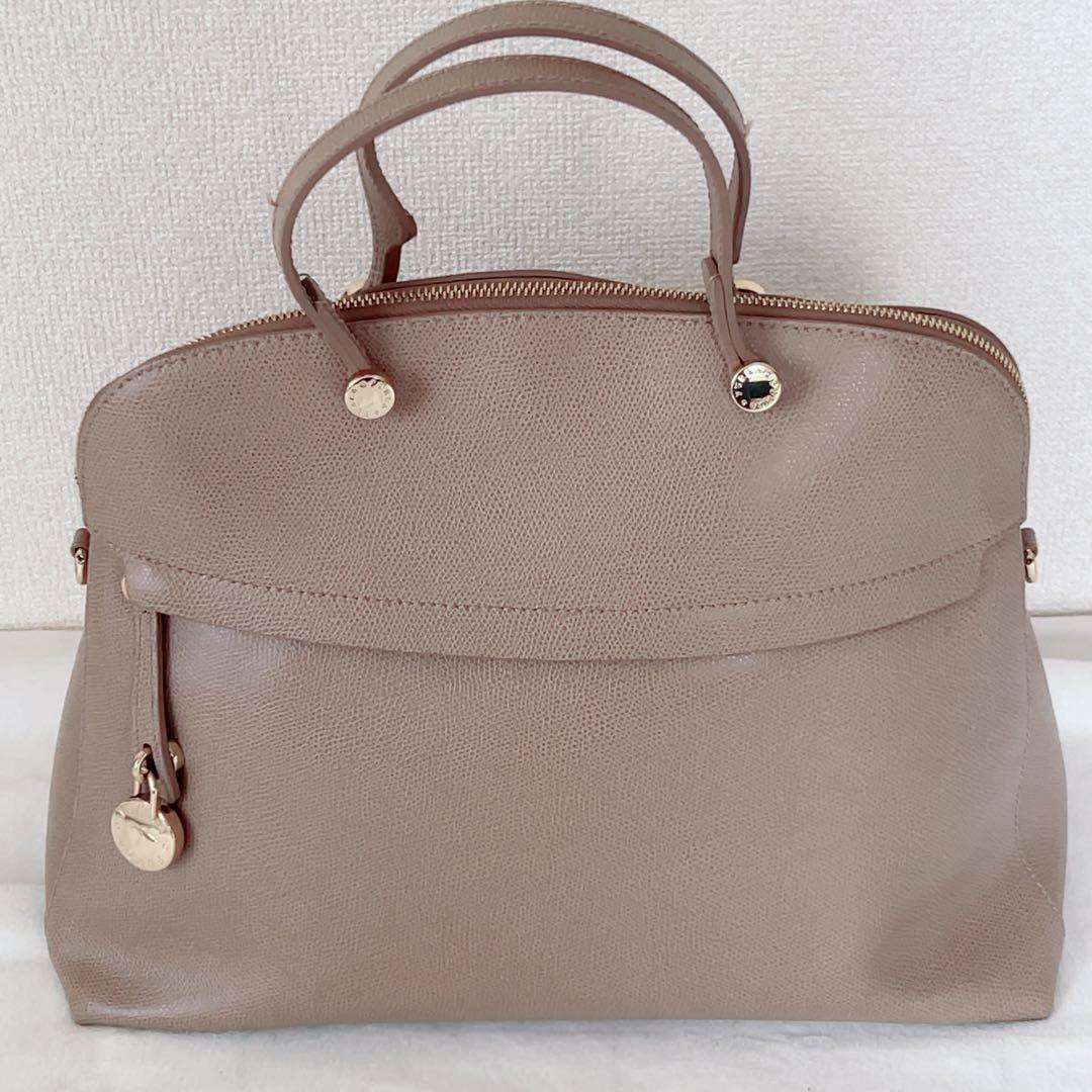 【美品】FURLA フルラ パイパー L ベージュ ハンドバッグ