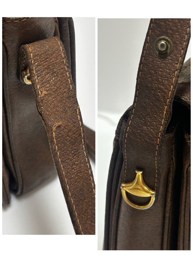 GUCCI オールドグッチ GGショルダーバッグ レザー ブラウン系