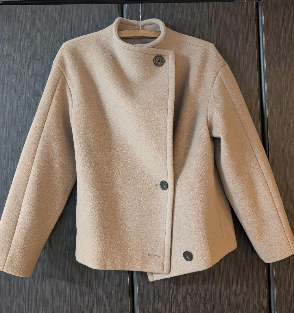 IENA キャメル スタンドカラーショートコート