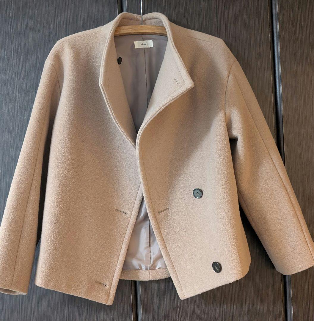 IENA キャメル スタンドカラーショートコート