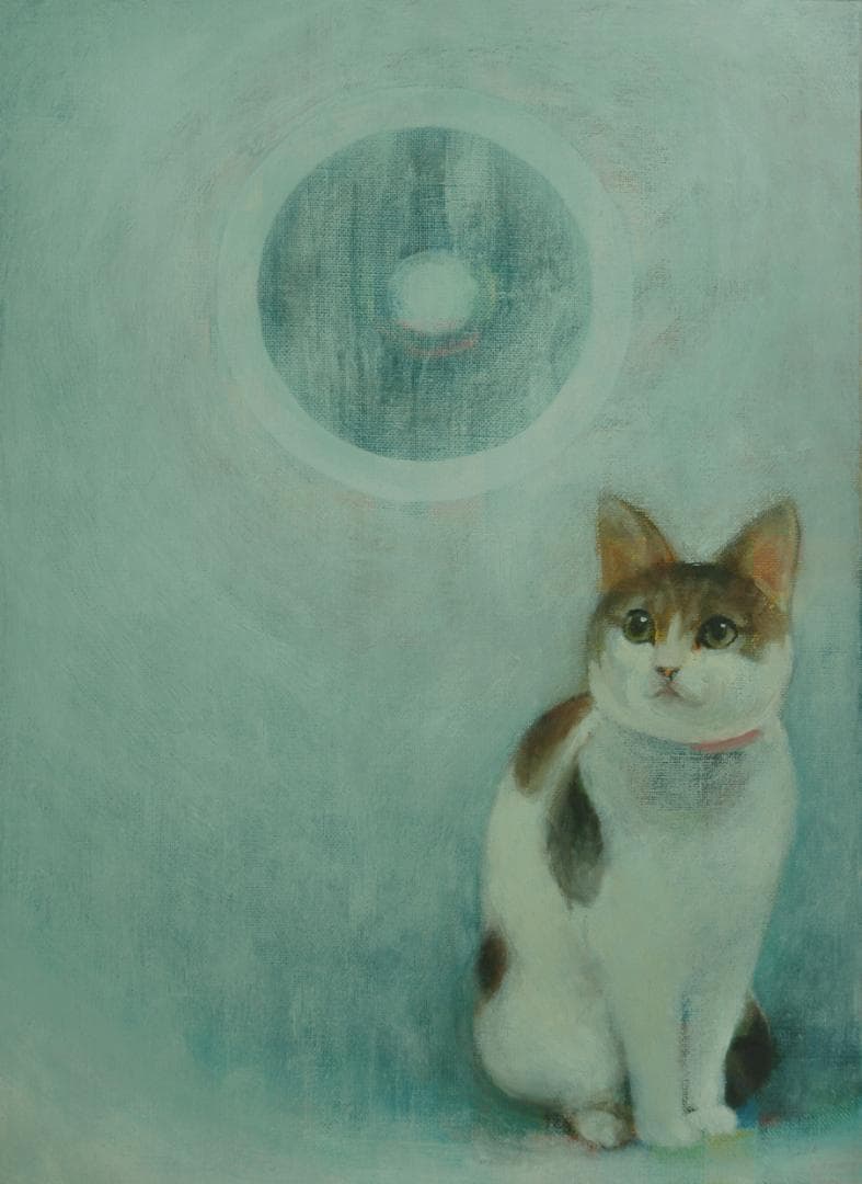 油絵 菅家令子 絵 絵画 インテリア 額付(銀) F4-091418 可愛い子猫