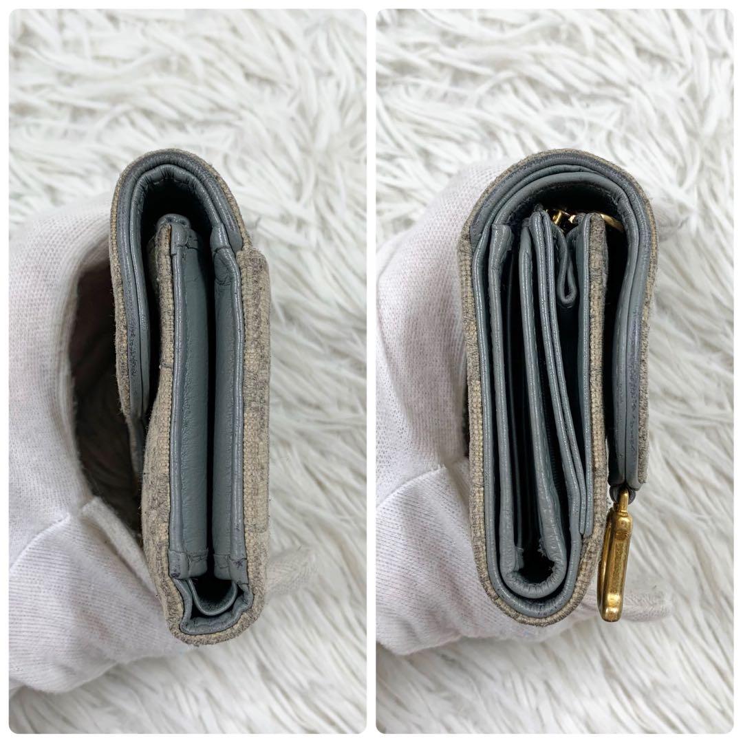 【✨美品✨】ディオール 三つ折り財布オブリーク サドル トロッター柄 グレー
