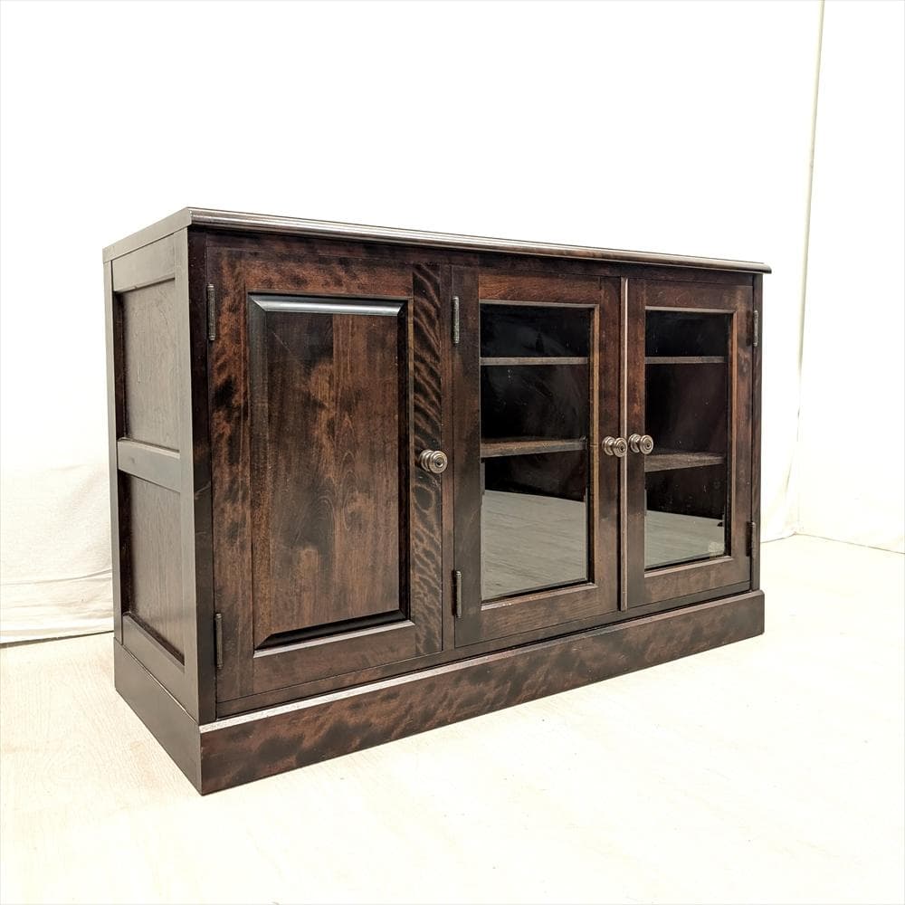 北海道民芸家具　カバ材　無垢　サイドボード　リビングボード　キャビネット　飾り棚