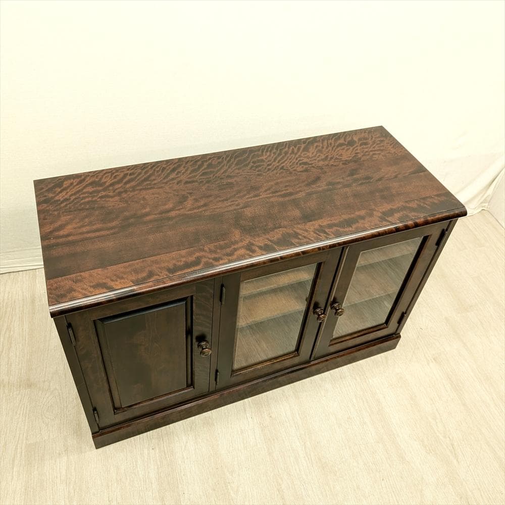 北海道民芸家具　カバ材　無垢　サイドボード　リビングボード　キャビネット　飾り棚