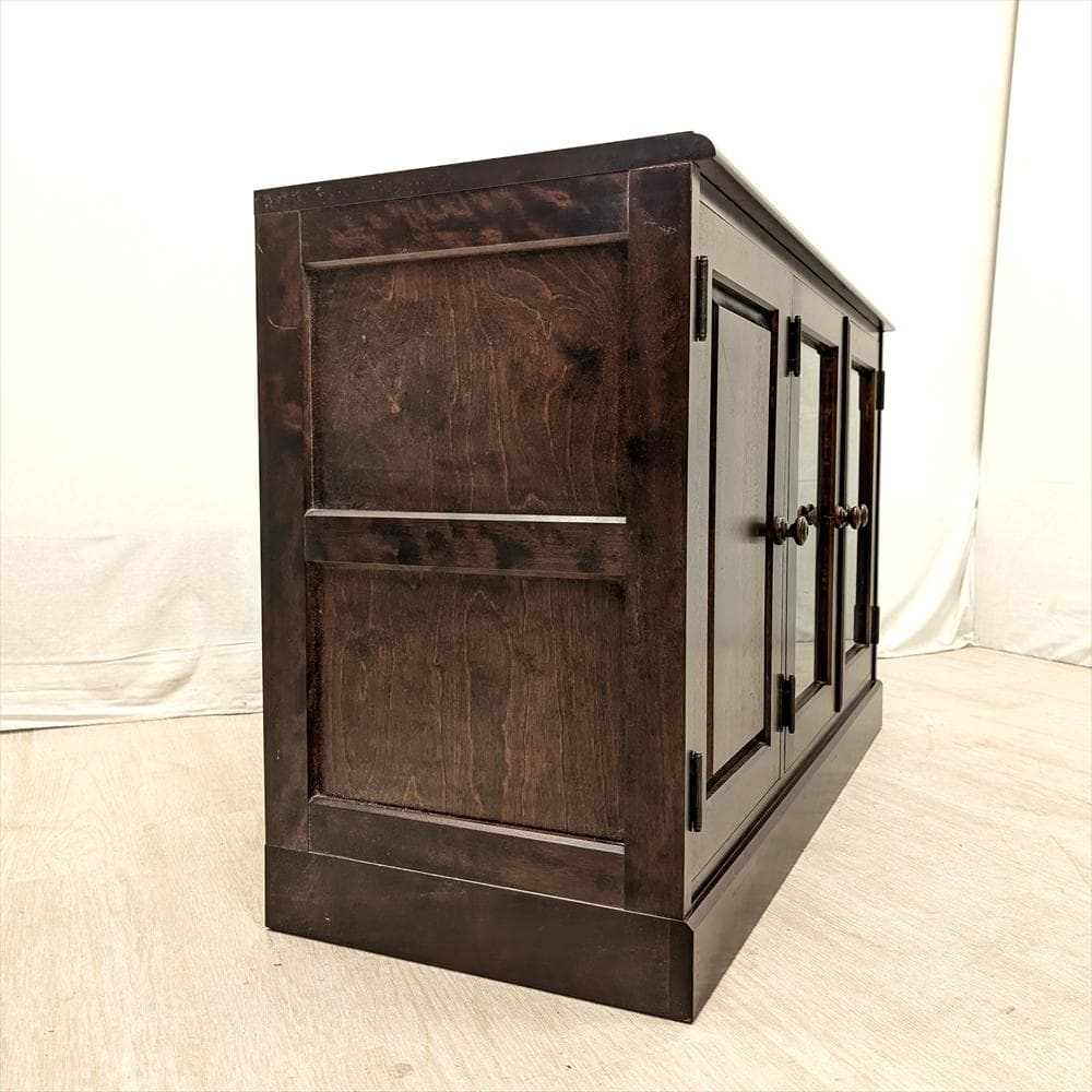 北海道民芸家具　カバ材　無垢　サイドボード　リビングボード　キャビネット　飾り棚