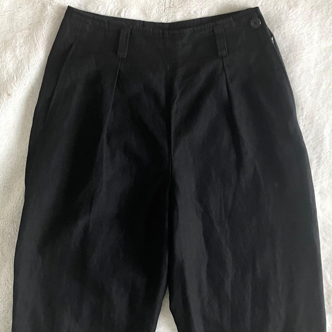 マーガレットハウエル 23SS コットンリネンツイル パンツ 1 ブラック