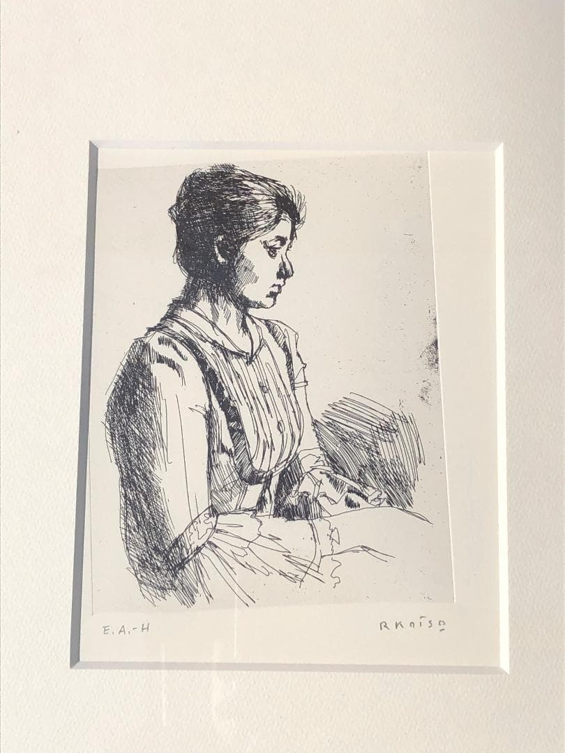 小磯良平 若い女 1978制作 エッチング サイン ed入り 額装