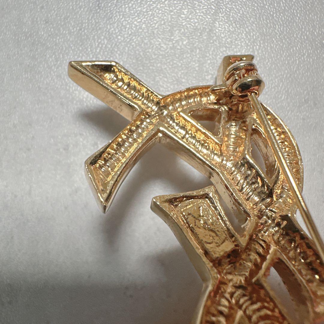 Yves Saint Laurent サンローラン ブローチ ゴールド YSL