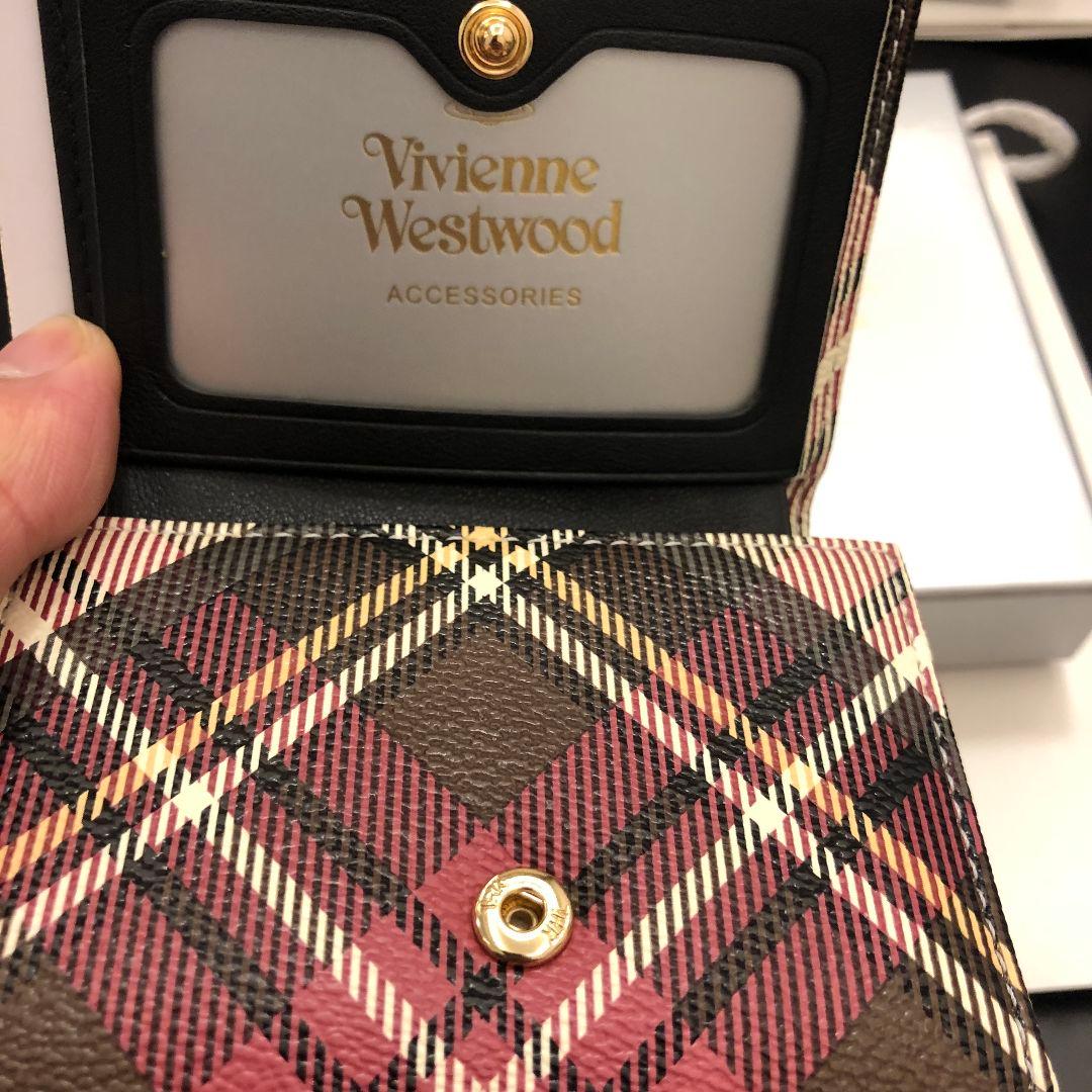 vivian westwoodチェック柄三つ折り財布
