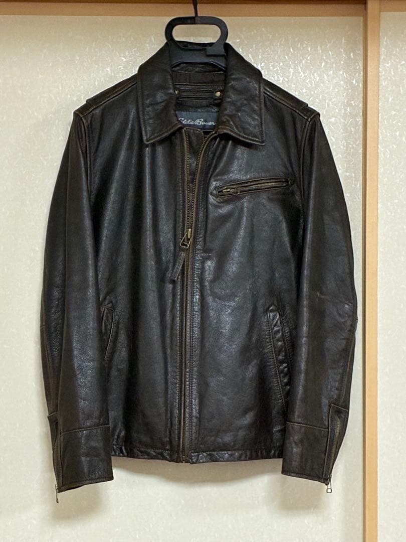 90s 00sエディーバウアー レザー ライダースジャケットTALONジッパー