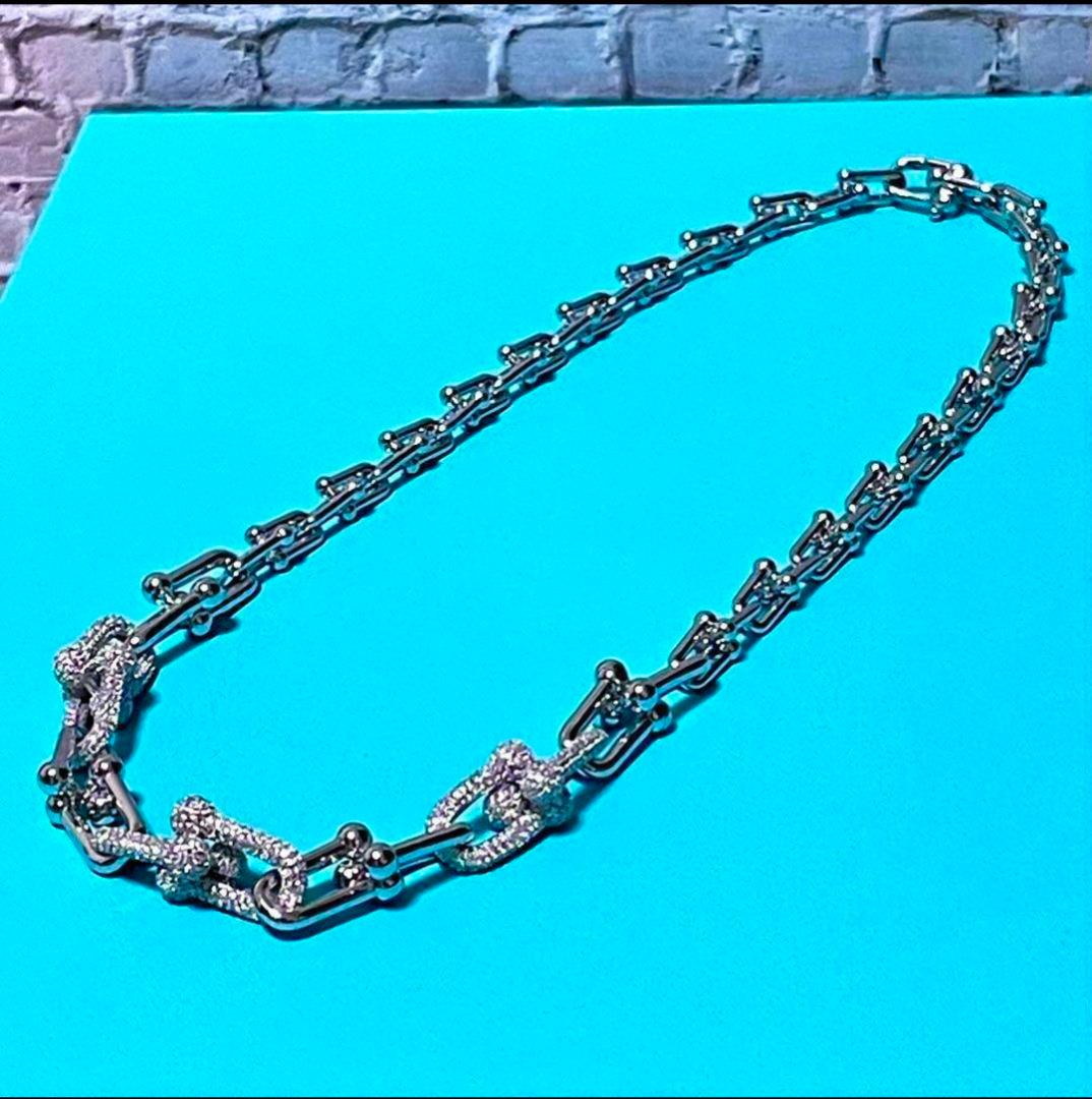 ハードウェア Uチェーン ネックレス シルバー925 CZダイヤ 45cm