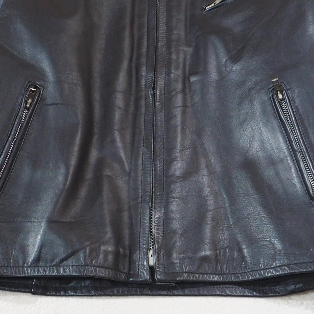 アメリカンノスタルジア ライダースジャケット 本革 ブラック 肉厚レザー XL
