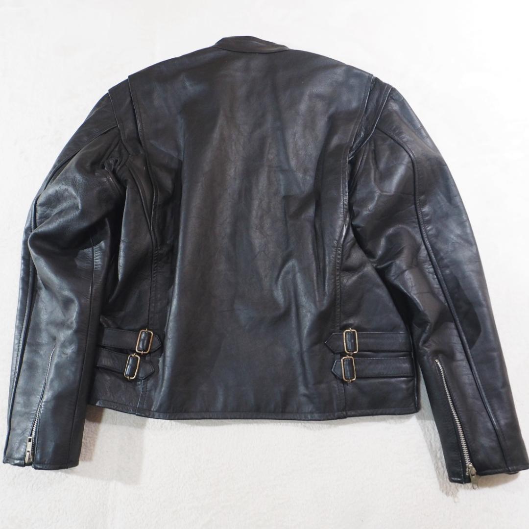 アメリカンノスタルジア ライダースジャケット 本革 ブラック 肉厚レザー XL