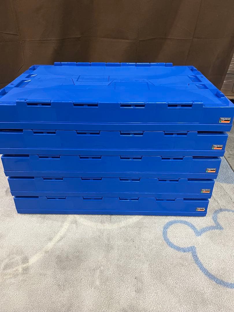 【5個セット】TRUSCO 折りたたみコンテナフタ付 75L