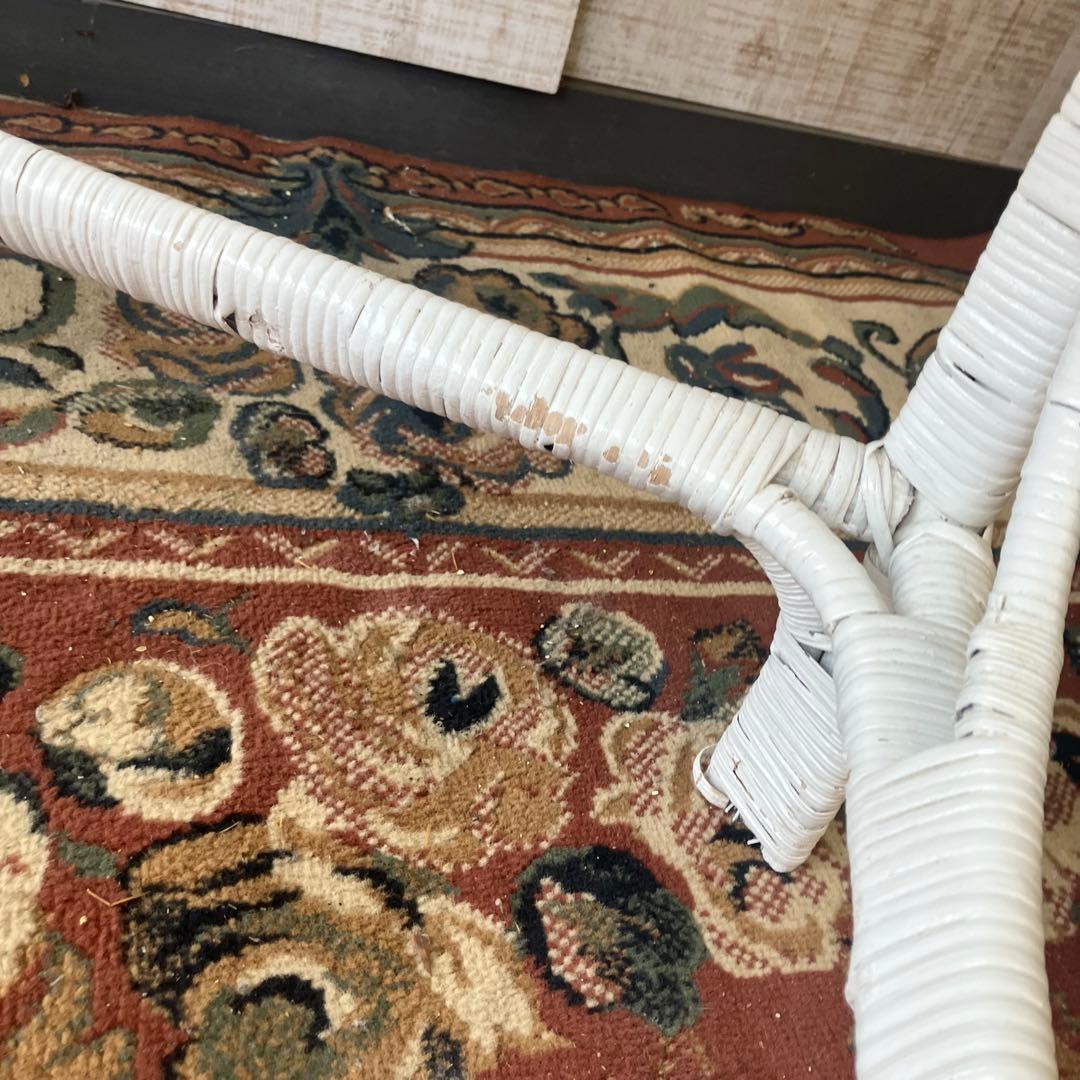 北欧レトロ 姫系 ラタンドレッサー 鏡台 椅子&ゴミ箱付き ビンテージ 古家具