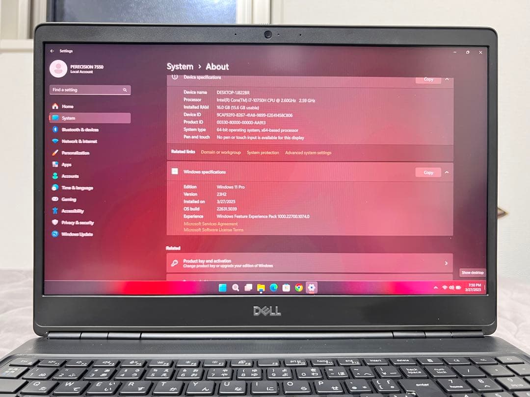 その他ノートPC本体 Dell Precision 7550 Core i7-10750H