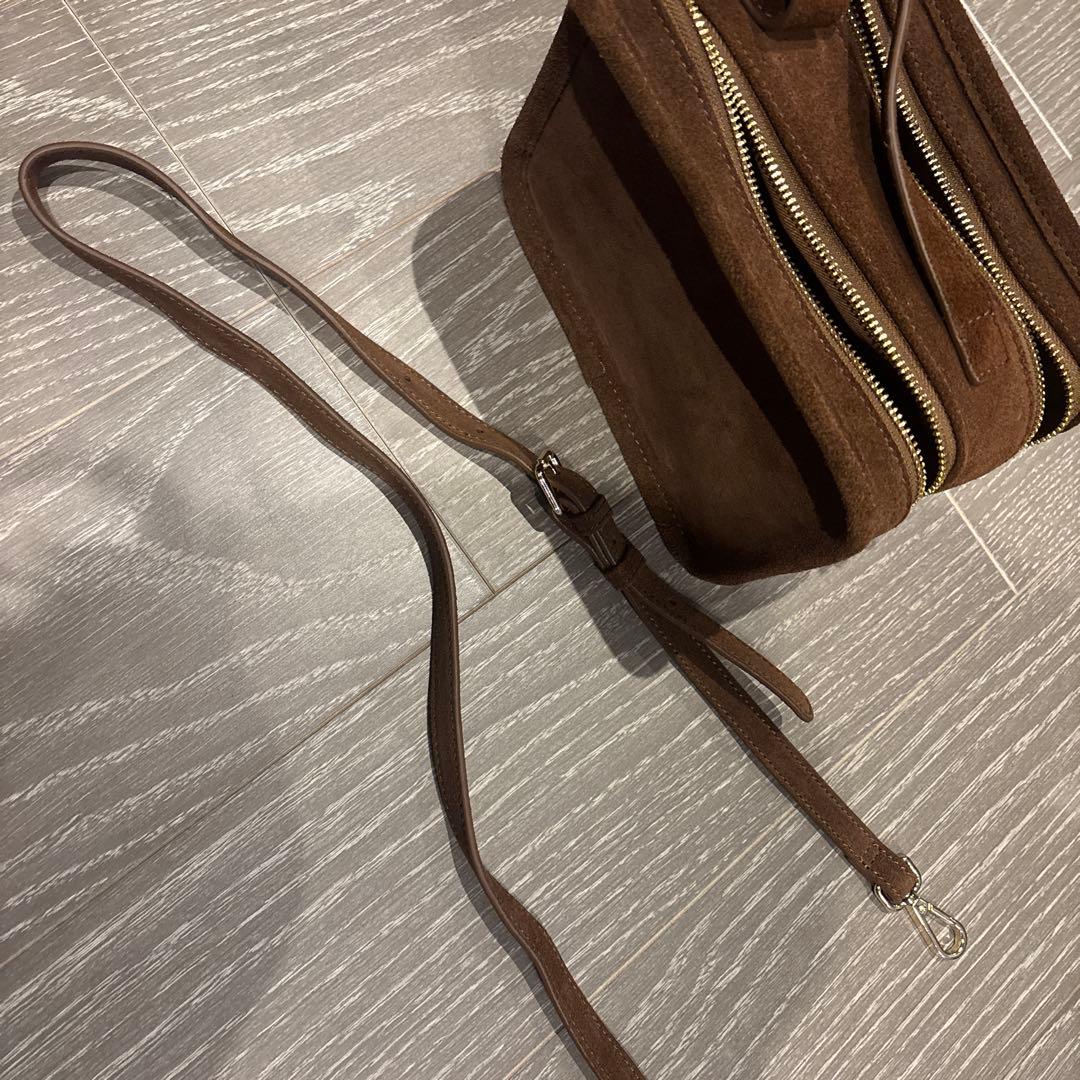 soins ソワン スエード バッグ 本革 床革 スプリットレザー ブラウン