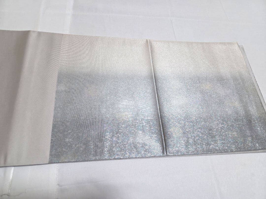 B5◆着物くつろぎ 美品 光琳 有職姫芝文様 金銀 六通 正絹 フォーマルな袋帯