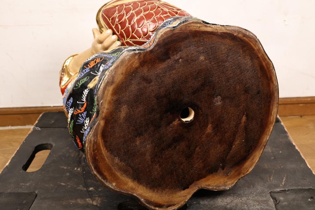 九谷焼　峰光 銘　色絵金彩　恵比寿像　七福神　置物　高さ約62cm　BK125