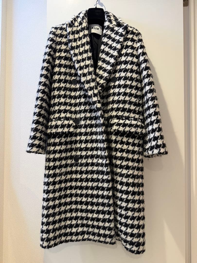 samイタリア製MSGM ハウンドトゥース柄 ロングコート