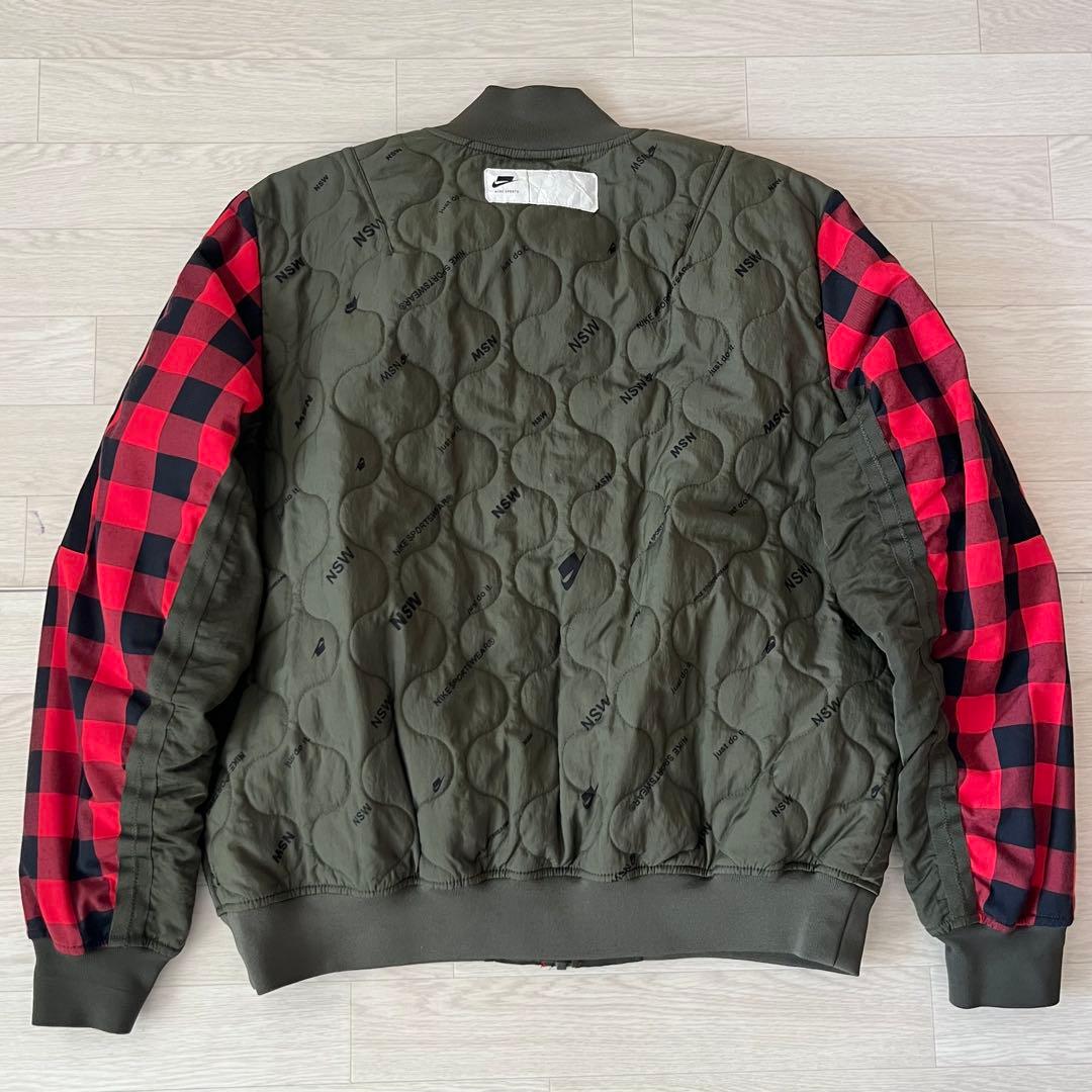 XLサイズ NIKE ナイキ スリーブチェック ボンバージャケット MA-1 赤