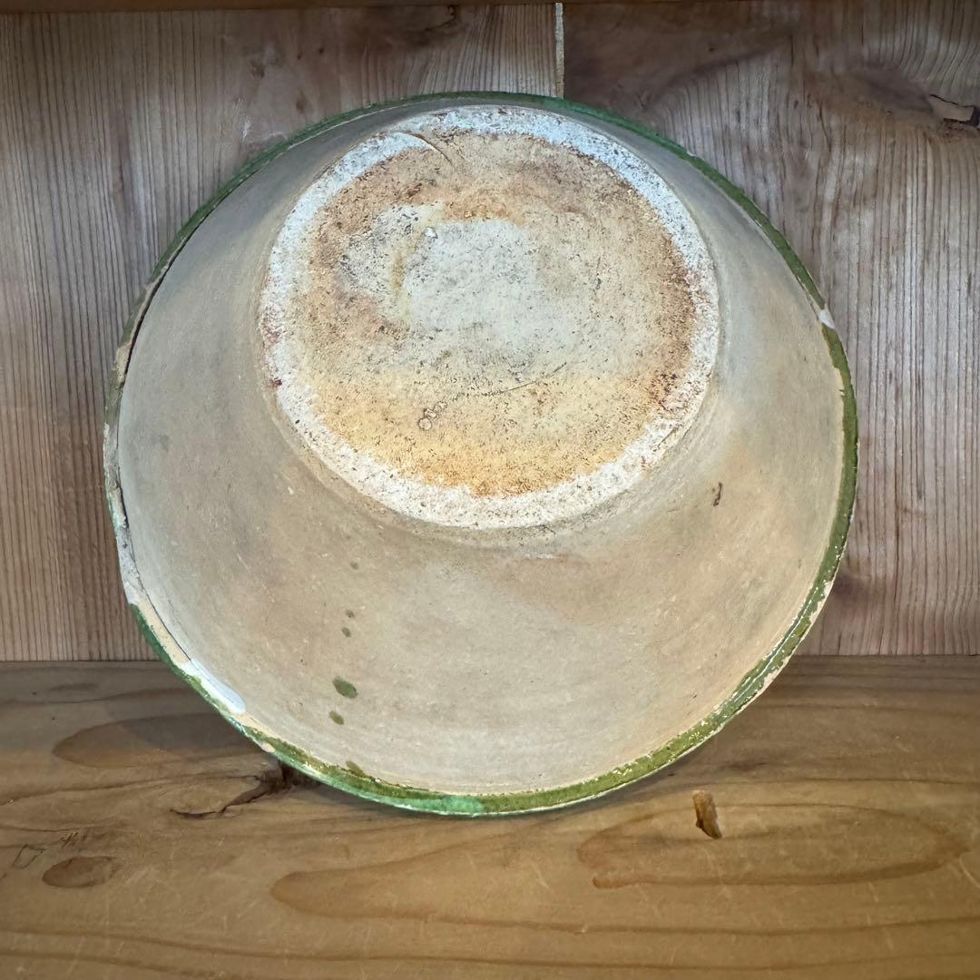 フランス 19世紀 緑釉片口ボウル 鉢 アンティーク 民藝 古道具 ビンテージ