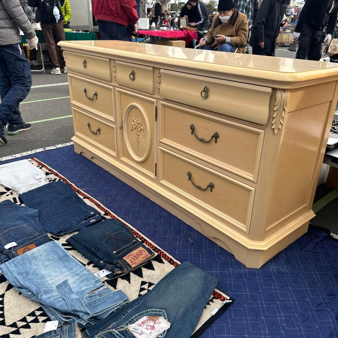 クラシックスタイル 木製箪笥 クリーム色 6引き出しリンホーリン近県限定