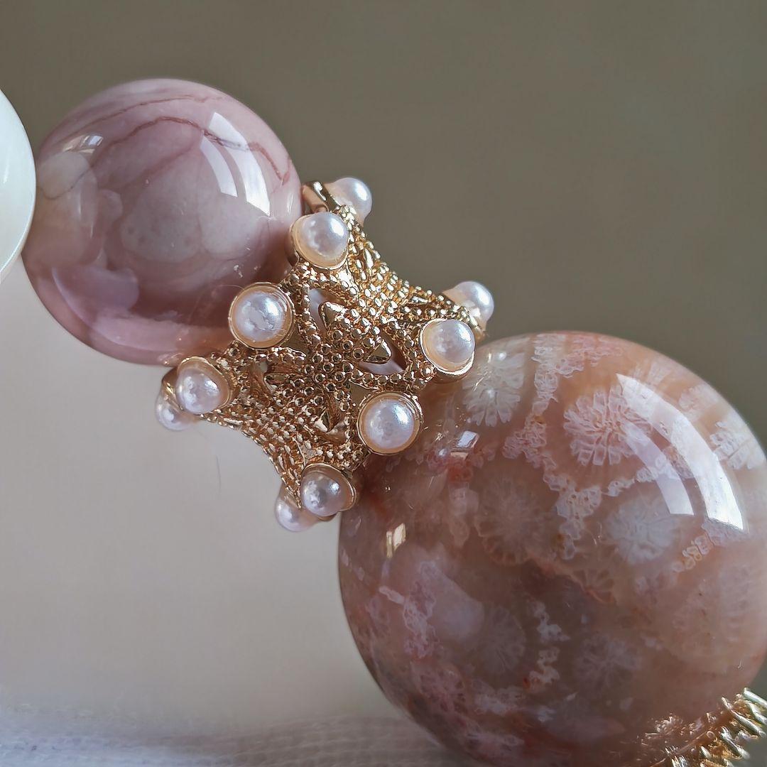 新作♡特大フォッシルコーラル、ピンク阿拉善瑪瑙、マザーオブパール