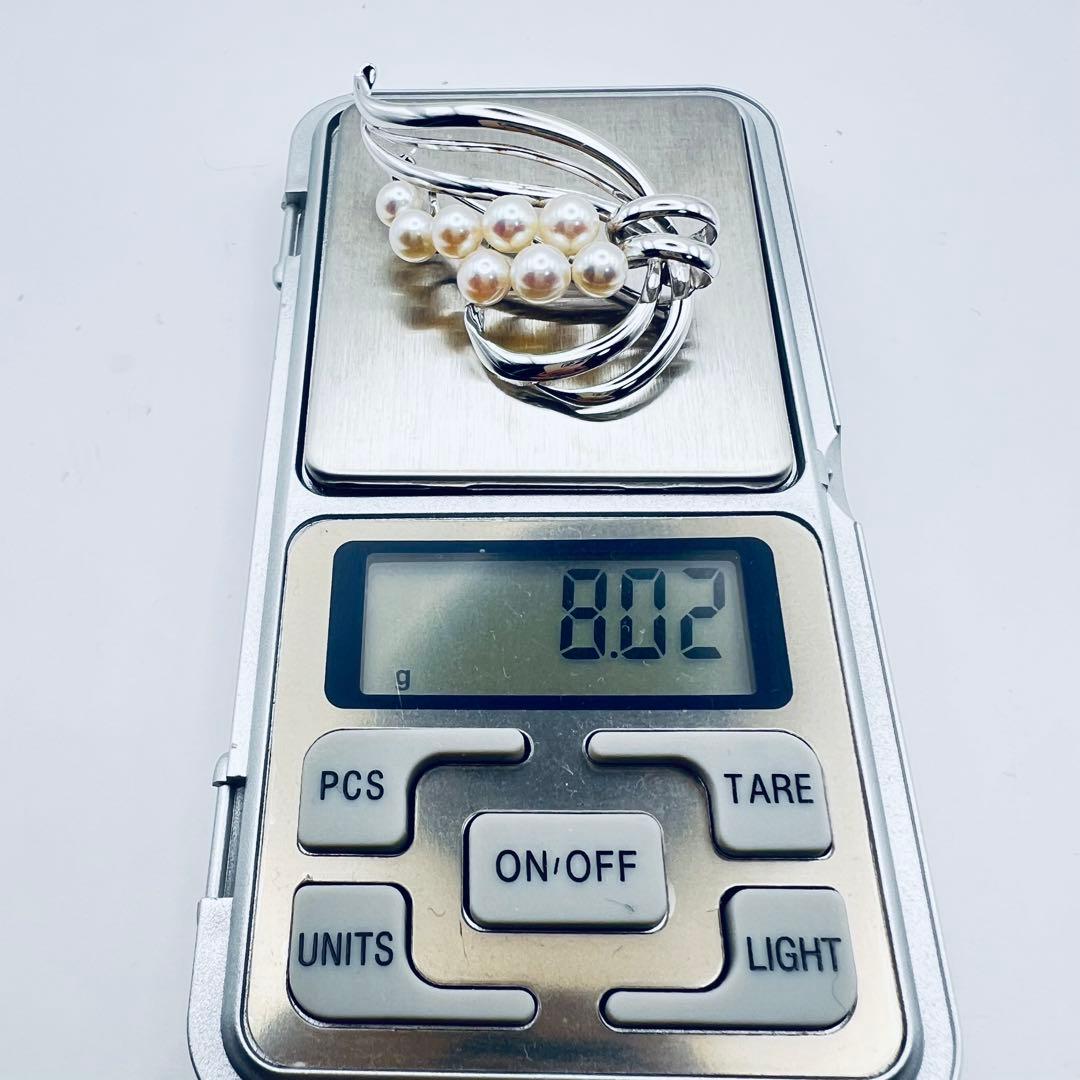 超美品　ミキモト　アコヤパール　8粒　6mm-5mm シルバーブローチ M刻印