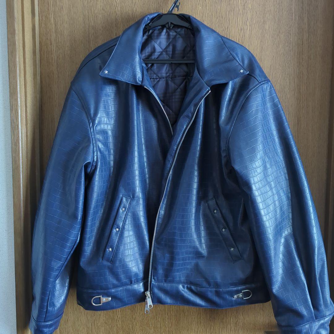 BELVET　レザージャケット　ブルー