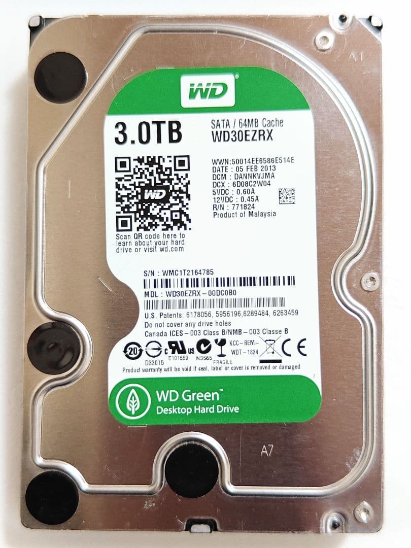 【使用わずか】WD WD30EZRX 3.5インチ HDD 3TB SATA♪